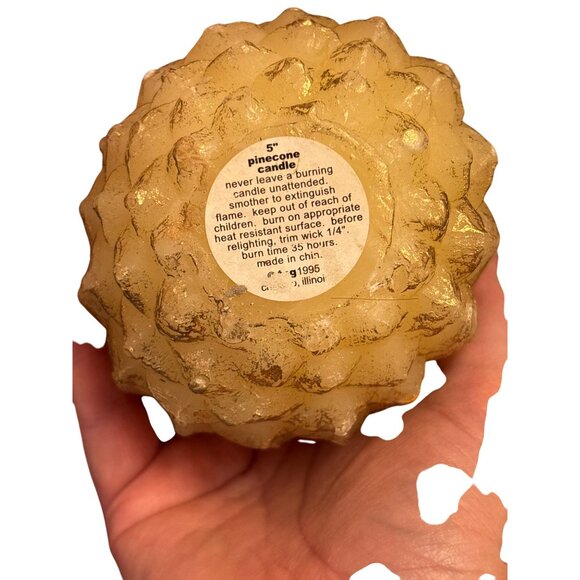 5" Pinecone Candle Set Of 2 Gold & Cream Decorative Candles For Home Decor Or Ho - Picture 4 of 6